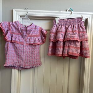 Day + Moon checkered gingham ruffle pink purple matching set size small s